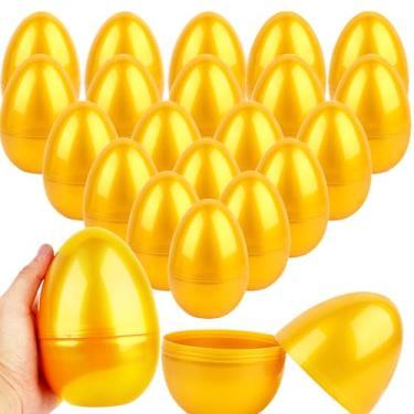 Imagem de Haconba Pacote Com 20 Ovos De Páscoa Dourados Grandes 6 Polegadas, Vazios Plástico Para Enchimento, Suprimentos Festas E Cestas Caça