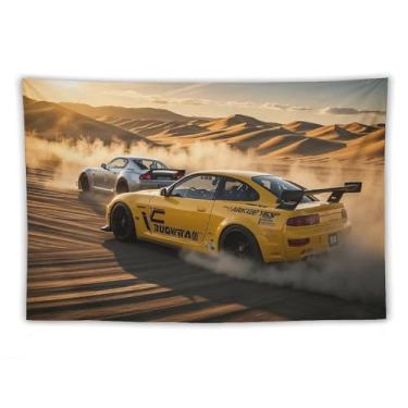 Imagem de HouLaiZhe JDM Tapeçaria de carro Rx7 Vs S15 Desert Drift Jdm pendurar na parede quarto decoração de casa tapeçarias estética piquenique decoração de parede arte de parede para dormitório sala de estar