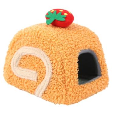 Imagem de Generic Cama quente e aconchegante para hamster, acessório para habitat, confortável e adorável para dormir, toca para porquinho-da-índia, gerbil, Laranja