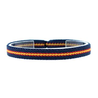 Imagem de BDM Pulseira masculina e feminina com a bandeira da Espanha feita de tecido azul marinho, verde militar ou vermelho. Elástico e ajustável. 10 e 15 mm ESCOLHER TAMANHO, Tecido