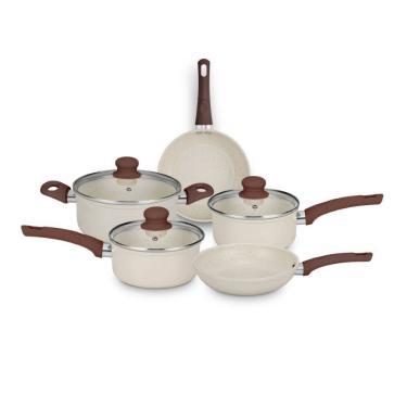 Imagem de Jogo de Panelas MTA Ceramica Serena 5 Pecas Tampo de Vidro