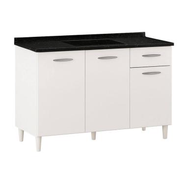 Imagem de Conjunto Balcao de Cozinha Com Pia Granitada 3 Portas 1 Gaveta Poquema