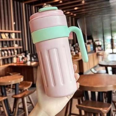 Imagem de Caneca de Café a Vácuo Copo Térmico Inteligente 460ml/650ml de Aço Inoxidável com Display caneca termica copo termico(copo cafe,rosa+azul 650ml)