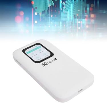 Imagem de Roteador de Viagem, 5G WiFi 6 Hotspot Móvel de Alta Velocidade 16 Dispositivos, Tela LCD de 2,01 pol. Visualização de Uso de Dados, IP67 à Prova D'água, Compartilhamento de WiFi,