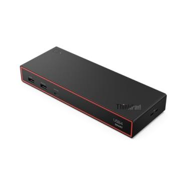Imagem de Lenovo ThinkPad USB 4 Smart Dock 5500 com adaptador de 135 W, suporta até 4 monitores, alimentação de 100 W para laptop, cabo USB 4 integrado, preto Eclipse