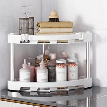 Imagem de Prateleira de canto de plástico de 2 a 5 camadas, unidade de prateleira multiuso para espaço pequeno, escritório em casa, banheiro, cozinha (Cor: Estilo 1 (3 peças), Tamanho: 38 * 93 cm) (Estilo 1 (1