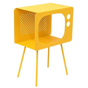 Imagem de Mesa lateral quadrada pequena para sofá de sala de estar mesa de cabeceira de metal (cor: vermelho, tamanho: 58,5 40,5 23,5 cm) (cor: rosa, tamanho: 58,540,523,5 cm) (amarelo 58,5 * 40,5 * 23,5 cm)