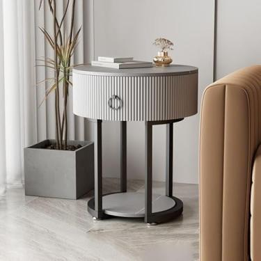 Imagem de UWEREBFM Mesa lateral baú de cabeceira estreita redonda mesa de cabeceira moderna armário de cabeceira mesa de cabeceira com gaveta metal clássico glamour mesa de cabeceira móveis de cabeceira para