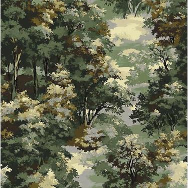 Imagem de Micpolo Papel de parede vintage floresta verde removível papel de parede autoadesivo para banheiro quarto 44 x 199 cm