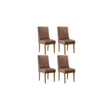 Imagem de Kit 4 Cadeiras de Cozinha Maldivas 4 Un Madeira Capuccino/Corano Capuccino - Rufato