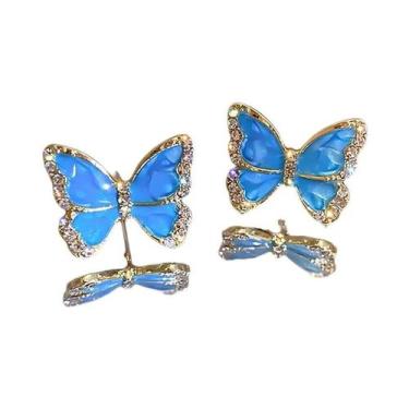 Imagem de Brincos De Folha Azul Para Mulheres, Design De Moda Niche, Presentes D