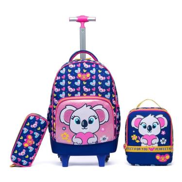 Imagem de Kit Infantil Mochila De Rodinhas + Estojo + Lancheira Menina-Feminino