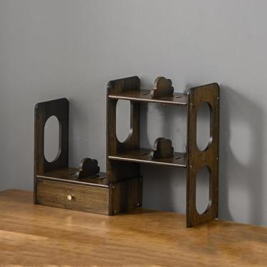 Imagem de Estante de mesa retrátil, estante de mesa de madeira maciça, cabana de mesa para dormitório universitário, organizadores de prateleira de mesa, prateleira de mesa para mesa, prateleira de
