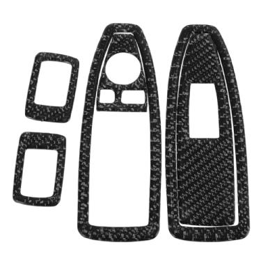 Imagem de TUCKBOLD Tampa de acabamento de painel de interruptor de elevação de janela para BMW X1 2016-2022 Botão de controle de janela de porta de carro dianteiro traseiro acessórios interiores fibra de