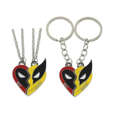 Imagem de Conjunto De Colar E Chaveiro Deadpool Wolverine Melhores Amigos Com Co