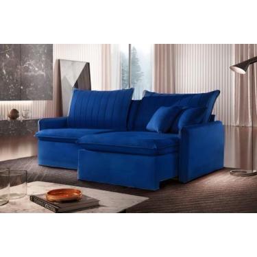 Imagem de Sofá Cama Madri Retrátil e Reclinável 180cm Movenzo Estofados, Azul