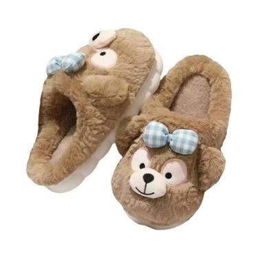 Imagem de Pantufas Femininas De Inverno Com Design De Urso, Forradas Com Pelúcia