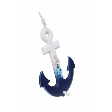 Imagem de Âncora em Madeira Decorativa Cabideiro Praia Marítimo 33CM