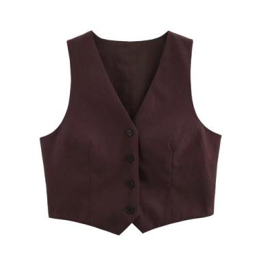 Imagem de Conjunto Feminino Coreano: Colete Decote V E Calça Plissada De Cintura