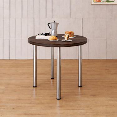 Imagem de Mesa de Jantar Redonda 4 Lugares Tampo em Mdp Nogueira