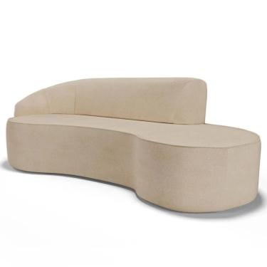 Imagem de Sofá Living  4 Lugares 280cm Braço Esquerdo Mozart D06 Linho Bege Escuro - Mpozenato