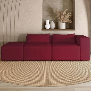 Imagem de Sofá 4 Lugares 283cm com Puff Esquerdo Fay Veludo Bordo Z55 - Mpozenato
