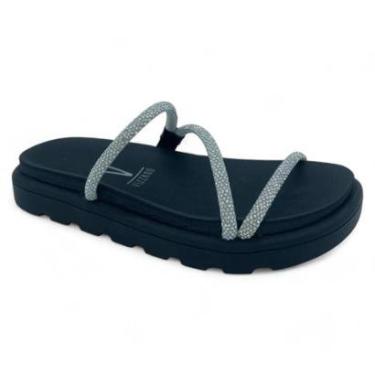 Imagem de Papete Vizzano Tamanco Flat Adulto Plataforma Baixa 6507.202 Metalizado Premium Prata/Preto-Feminino