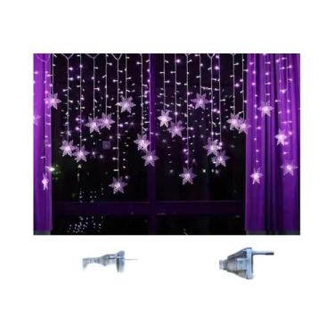 Imagem de Luzes De Natal Em Forma De Flocos De Neve, Luzes De Fada Piscantes Par