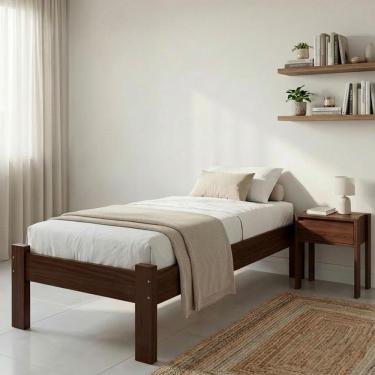 Imagem de Cama Turca Solteiro Em Madeira Maciça Castanho Roforçada