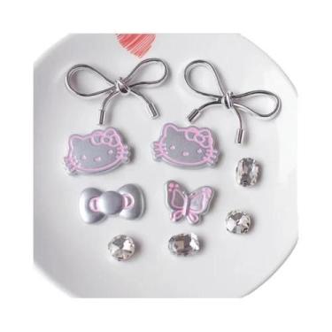 Imagem de Conjunto De Charms Prateados Hello Kitty Para Sapatos Femininos E Infa