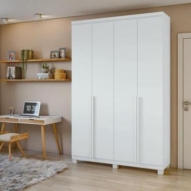 Imagem de Guarda-roupa Solteiro Alonzo 4 Portas 2 Gavetas Branco Lopas - MÓVEIS 