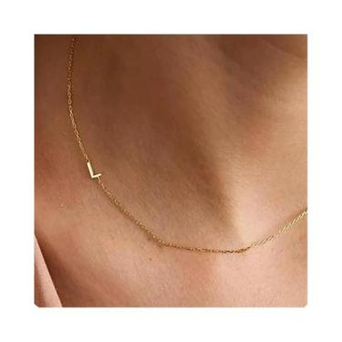 Imagem de Colar Feminino Minimalista Com Pingente De Letra Inicial Em Aço Inoxid