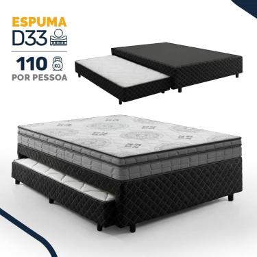 Imagem de Bicama Box com Colchão Espuma D33 Pillow In D Angelis Ortosleep + Auxiliar de Espuma D28 Positanno Casal 138cm