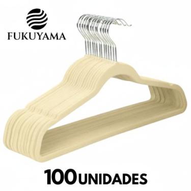 Imagem de KIT 100 CABIDES DE VELUDO BEGE PREMIUM ANTIDESLIZANTE FUKUYAMA Com Gan