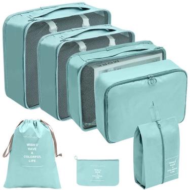 Imagem de Kit Organizador de Mala OEM 7 Peças em Nylon Verde com Necessaires e Sacos para Viagem...