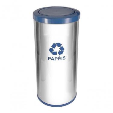 Imagem de Lixeira em Aço Inox com Tampa Meia Esfera Plástica 50L Abertura Basculante Inox