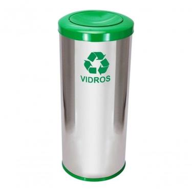 Imagem de Lixeira em Aço Inox com Tampa Meia Esfera 50L Abertura Funcional para Descarte Prático Inox