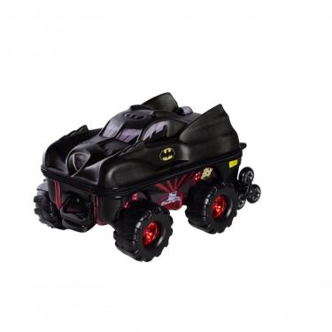 Imagem de Mala Infantil 20L em Poliéster com Rodinhas Giratórias 360o e Zíper Batmóvel 3D Preta Max Toy