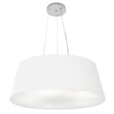 Imagem de Lustre Pendente Cone Md-4002 com Cúpula em Tecido Grande, Fio Ajustável e Bivolt Branco...