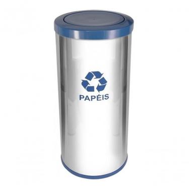 Imagem de Lixeira Higipack 50L Tampa Meia Esfera Plástica em Aço Inox Abertura Basculante com Balde Interno Inox