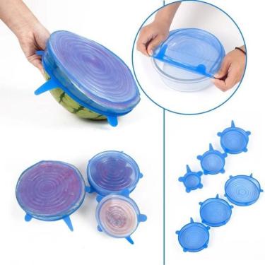 Imagem de Kit de Tampas para Potes Super Tampas Potes Universal Stresh Silicone Premium Reutilizável Hermético para Alimentos