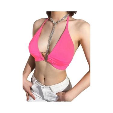 Imagem de Top Cropped Feminino Slim Fit Com Decote V, Estilo Bustiê, Macio, Fren