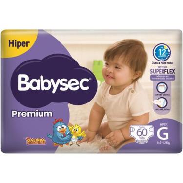Imagem de Fralda Babysec Premium Hiper G 8,5 a 12kg 60 Unidades, G, 60