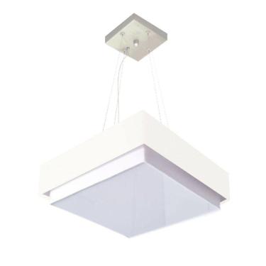 Imagem de Lustre para Sala de Jantar MD-4405 com Cúpula em Tecido Quadrada Grande Branco Vivare B...