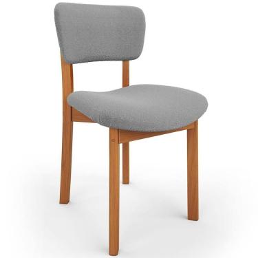 Imagem de Cadeira Para Sala De Jantar Cozinha Living Estofada Dara L02 Bouclê Cinza - Lyam Decor