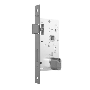 Imagem de Fechadura Classic 3200 Externa com Roseta Quadrada de Embutir com Chave para Porta de Madeira Black