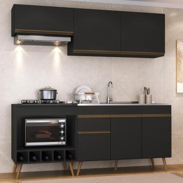Imagem de Armário Cozinha Modulada Compacta c/ Gabinete p/ Pia e Balcão p/ Cooktop Veneza Multimóveis MP3775