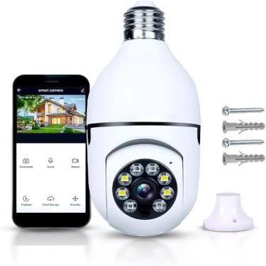 Imagem de Câmera Lampada De Segurança Inteligente Ip Wifi Com Visão Noturna Vigilancia Interna Externa Giratoria Espiã 360º Cor Branco