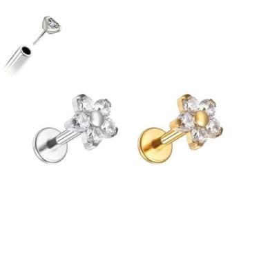 Imagem de Piercing Flor de Luz Sem Rosca Titânio G23 Ouro PVD CorDouradoTamanho6
