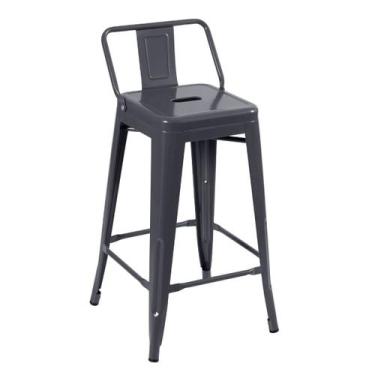 Imagem de Laraz, Banqueta Iron Tolix com encosto - 65 cm - Industrial - Aço - Vi